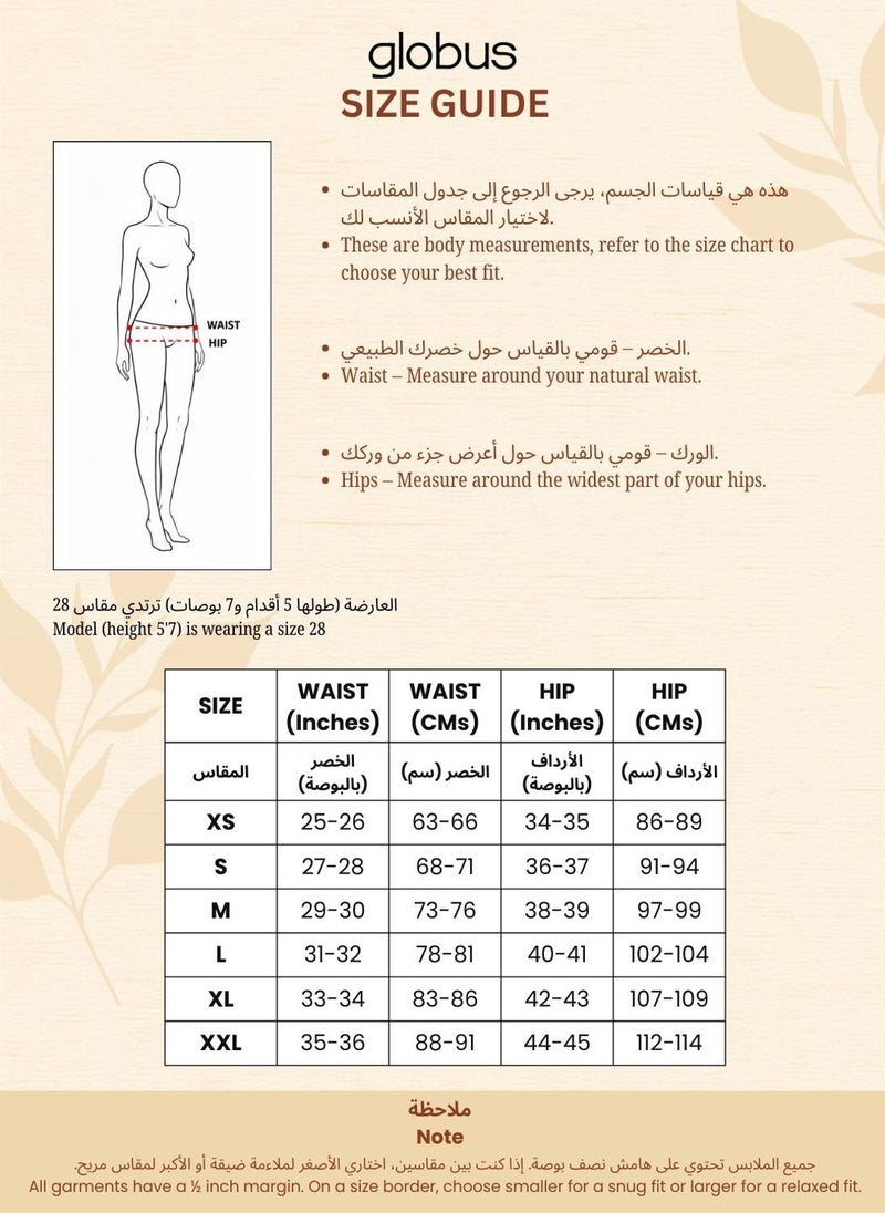 جلو باص بنطلون فيوجن نسائي مطبوع بطبعة عرقية بلون نيلي بقصة مستقيمة متوسطة الارتفاع من جلوبس - Image 2